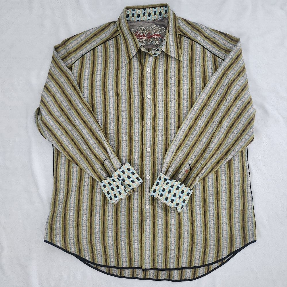 ROBERT GRAHAM Multicolor Men's Cotton Long Sleeve Button Down Dress Shirt XL